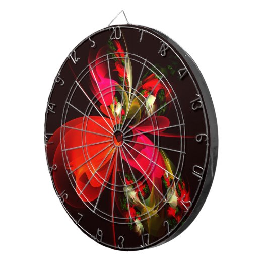 Red Green Floral Modern Abstrakt Art Pattern #02 Dartscheibe (Vorderseite rechts)