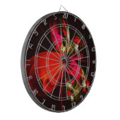 Red Green Floral Modern Abstrakt Art Pattern #02 Dartscheibe (Vorderseite Links)