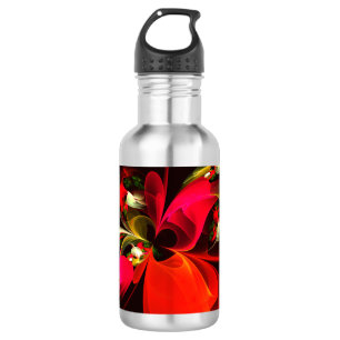 Red Green Floral Modern Abstrakt Art Pattern #02 Edelstahlflasche