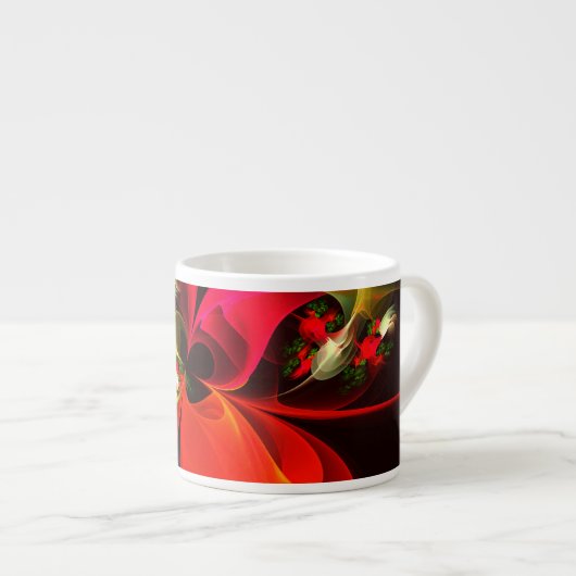 Red Green Floral Modern Abstrakt Art Pattern #02 Espressotasse (Vorderseite Rechts)