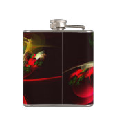 Red Green Floral Modern Abstrakt Art Pattern #02 Flachmann (Rückseite)