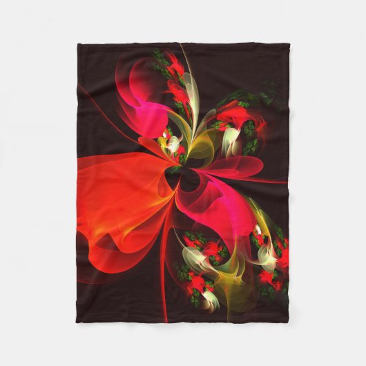 Red Green Floral Modern Abstrakt Art Pattern #02 Fleecedecke (Vorderseite)