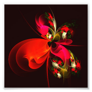 Red Green Floral Modern Abstrakt Art Pattern #02 Fotodruck