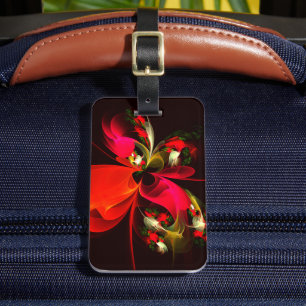 Red Green Floral Modern Abstrakt Art Pattern #02 Gepäckanhänger