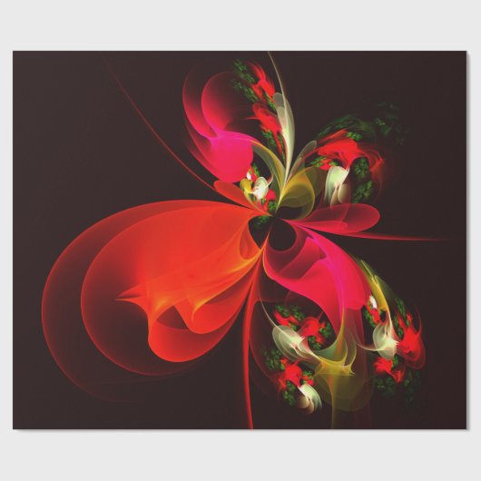Red Green Floral Modern Abstrakt Art Pattern #02 Geschenkpapier (Flach)