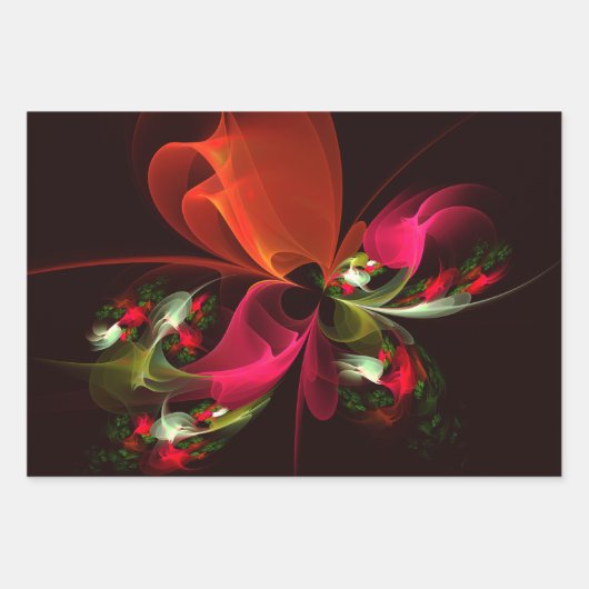 Red Green Floral Modern Abstrakt Art Pattern #02 Geschenkpapier Set (Vorderseite 3)