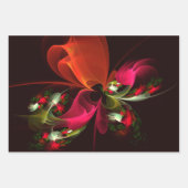 Red Green Floral Modern Abstrakt Art Pattern #02 Geschenkpapier Set (Vorderseite)