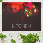Red Green Floral Modern Abstrakt Art Pattern #02 Geschirrtuch (Gefaltet)