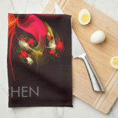 Red Green Floral Modern Abstrakt Art Pattern #02 Geschirrtuch (Viertel Falte)