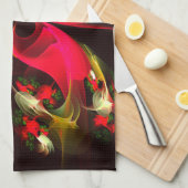 Red Green Floral Modern Abstrakt Art Pattern #02 Geschirrtuch (Viertel Falte)
