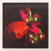 Red Green Floral Modern Abstrakt Art Pattern #02 Glasuntersetzer (Vorderseite)