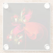 Red Green Floral Modern Abstrakt Art Pattern #02 Glasuntersetzer (Rückseite)