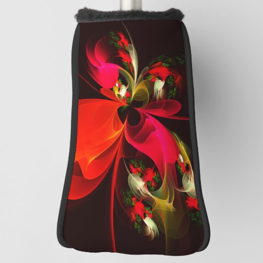 Red Green Floral Modern Abstrakt Art Pattern #02 Golf Headcover (Rotieren 90)