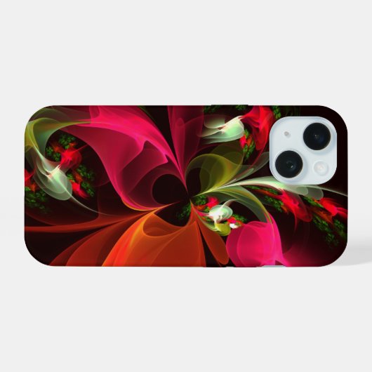 Red Green Floral Modern Abstrakt Art Pattern #02 iPhone 15 Hülle (Rückseite (Horizontal))