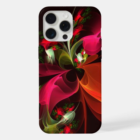 Red Green Floral Modern Abstrakt Art Pattern #02 iPhone Hülle (Rückseite)