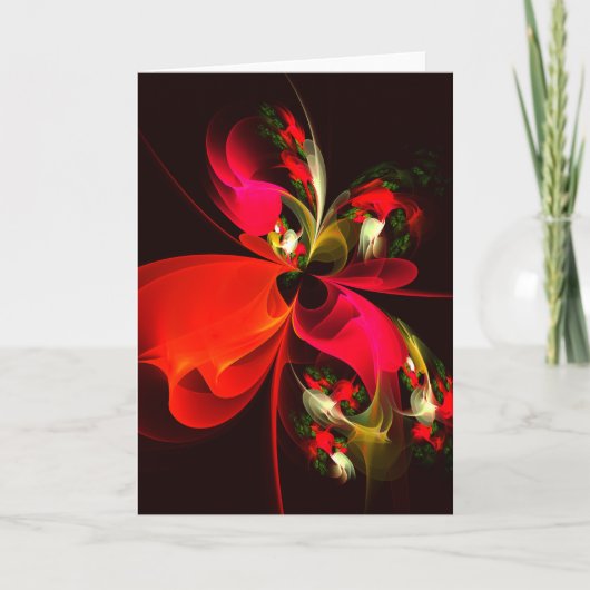 Red Green Floral Modern Abstrakt Art Pattern #02 Karte (Vorderseite)