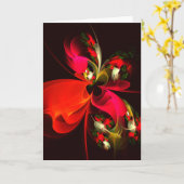 Red Green Floral Modern Abstrakt Art Pattern #02 Karte (Gelbe Blume)