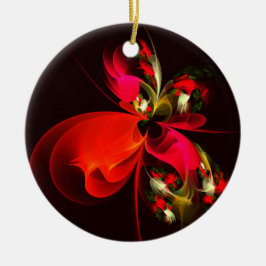 Red Green Floral Modern Abstrakt Art Pattern #02 Keramik Ornament