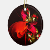 Red Green Floral Modern Abstrakt Art Pattern #02 Keramik Ornament (Links)