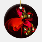 Red Green Floral Modern Abstrakt Art Pattern #02 Keramik Ornament (Hinten)