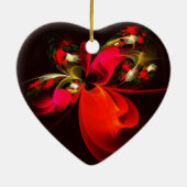 Red Green Floral Modern Abstrakt Art Pattern #02 Keramik Ornament (Hinten)