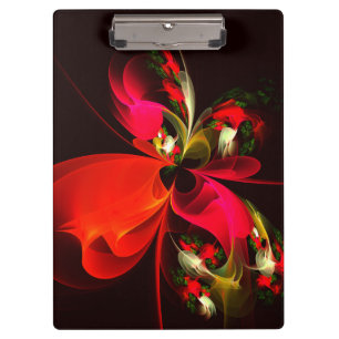 Red Green Floral Modern Abstrakt Art Pattern #02 Klemmbrett