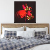 Red Green Floral Modern Abstrakt Art Pattern #02 Leinwanddruck (Insitu (Schlafzimmer))