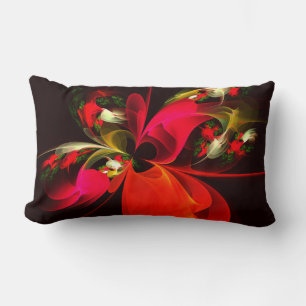 Red Green Floral Modern Abstrakt Art Pattern #02 Lendenkissen