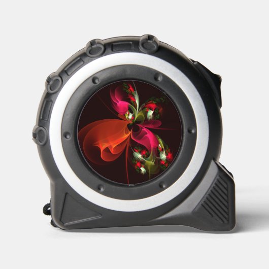 Red Green Floral Modern Abstrakt Art Pattern #02 Maßband (Vorderseite)