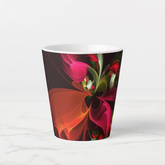 Red Green Floral Modern Abstrakt Art Pattern #02 Milchtasse (Vorderseite)