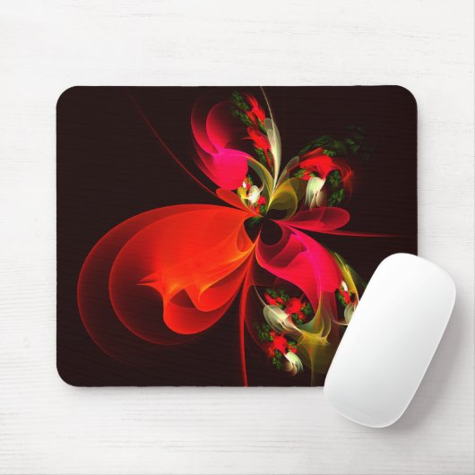 Red Green Floral Modern Abstrakt Art Pattern #02 Mousepad (Mit Mouse)