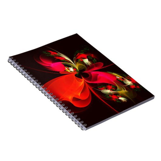 Red Green Floral Modern Abstrakt Art Pattern #02 Notizblock (Rechte Seite)