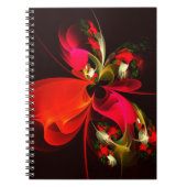 Red Green Floral Modern Abstrakt Art Pattern #02 Notizblock (Vorderseite)