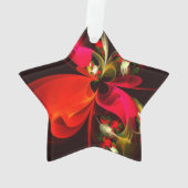 Red Green Floral Modern Abstrakt Art Pattern #02 Ornament (Rückseite)