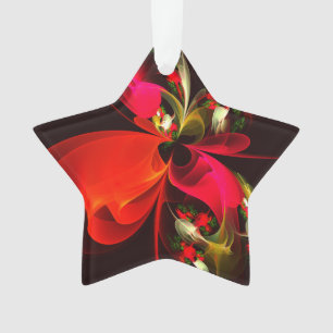 Red Green Floral Modern Abstrakt Art Pattern #02 Ornament