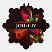 Red Green Floral Modern Abstrakt Art Pattern #02 Ornament Karte (Rückseite)