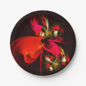 Red Green Floral Modern Abstrakt Art Pattern #02 Pappteller (Vorderseite)