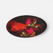 Red Green Floral Modern Abstrakt Art Pattern #02 Pappteller (Schrägansicht)