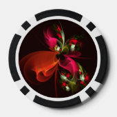 Red Green Floral Modern Abstrakt Art Pattern #02 Pokerchips (Rückseite)