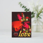 Red Green Floral Modern Abstrakt Art Pattern #02 Postkarte (Stehend Vorderseite)