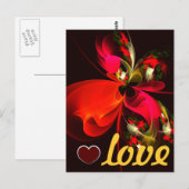 Red Green Floral Modern Abstrakt Art Pattern #02 Postkarte (Vorne/Hinten)