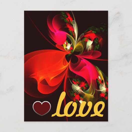 Red Green Floral Modern Abstrakt Art Pattern #02 Postkarte (Vorderseite)
