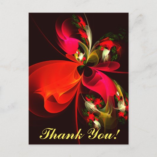 Red Green Floral Modern Abstrakt Art Pattern #02 Postkarte (Vorderseite)