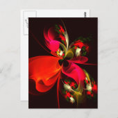 Red Green Floral Modern Abstrakt Art Pattern #02 Postkarte (Vorne/Hinten)