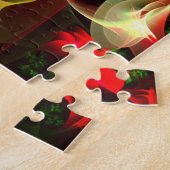 Red Green Floral Modern Abstrakt Art Pattern #02 Puzzle (Seite)