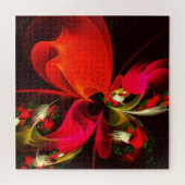 Red Green Floral Modern Abstrakt Art Pattern #02 Puzzle (Horizontal)