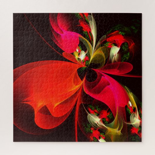 Red Green Floral Modern Abstrakt Art Pattern #02 Puzzle (Vertikal)