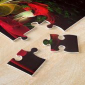 Red Green Floral Modern Abstrakt Art Pattern #02 Puzzle (Seite)