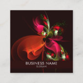Red Green Floral Modern Abstrakt Art Pattern #02 Quadratische Visitenkarte (Vorderseite)