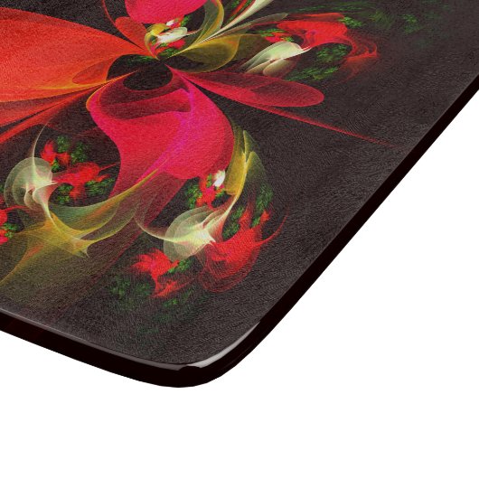 Red Green Floral Modern Abstrakt Art Pattern #02 Schneidebrett (Ecke)